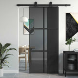 Vidaxl schuifdeur 90x205 cm gehard glas en aluminium zwart