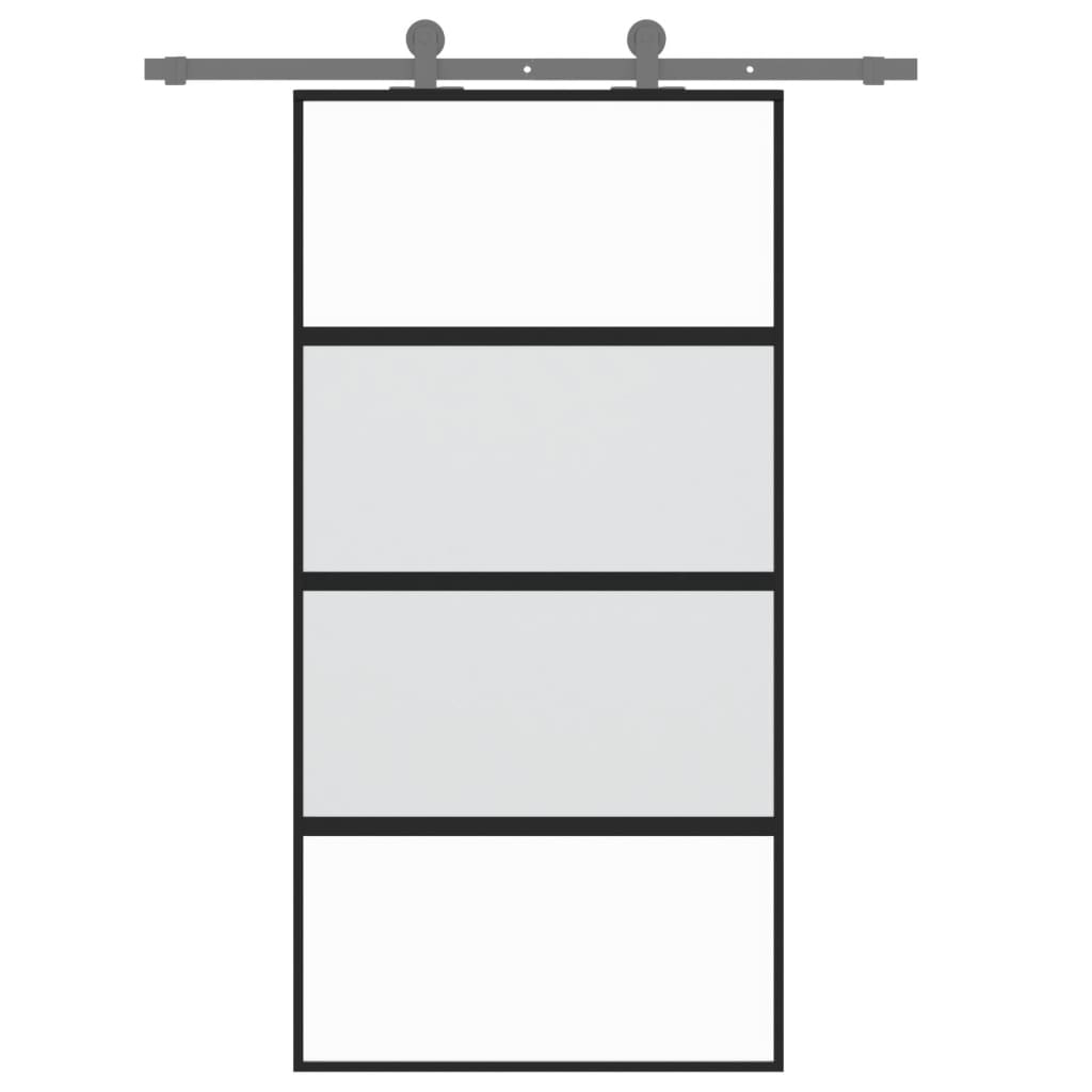 Vidaxl Schiebetür 102,5 x 205 cm gehärtetes Glas und Aluminiumschwarz