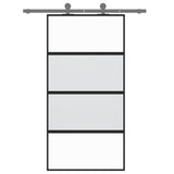 Puerta corredera Vidaxl 102.5x205 cm de vidrio endurecido y negro de aluminio