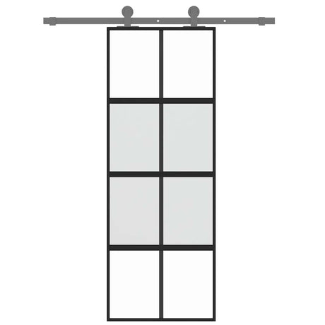 Vidaxl schuifdeur 76x205 cm gehard glas en aluminium zwart
