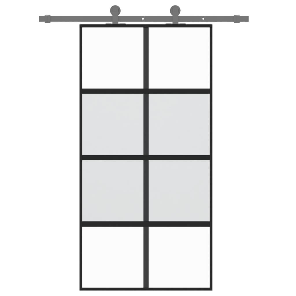 Puerta corredera Vidaxl 102.5x205 cm de vidrio endurecido y negro de aluminio