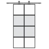 Puerta corredera Vidaxl 102.5x205 cm de vidrio endurecido y negro de aluminio