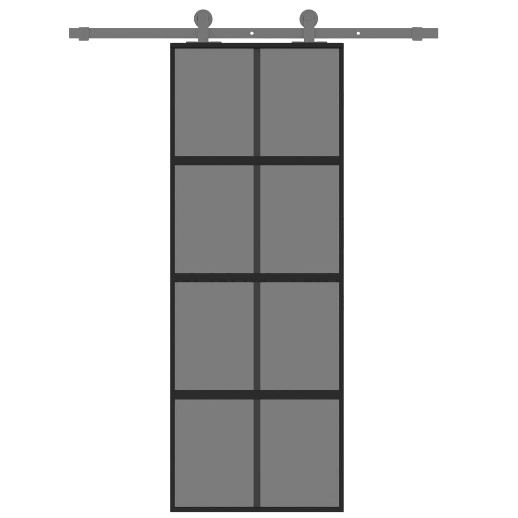 Vidaxl sliding door 76x205 cm hardened glass and aluminum black