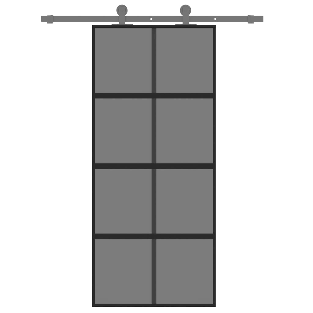 Vidaxl sliding door 90x205 cm hardened glass and aluminum black