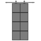 Vidaxl sliding door 90x205 cm hardened glass and aluminum black