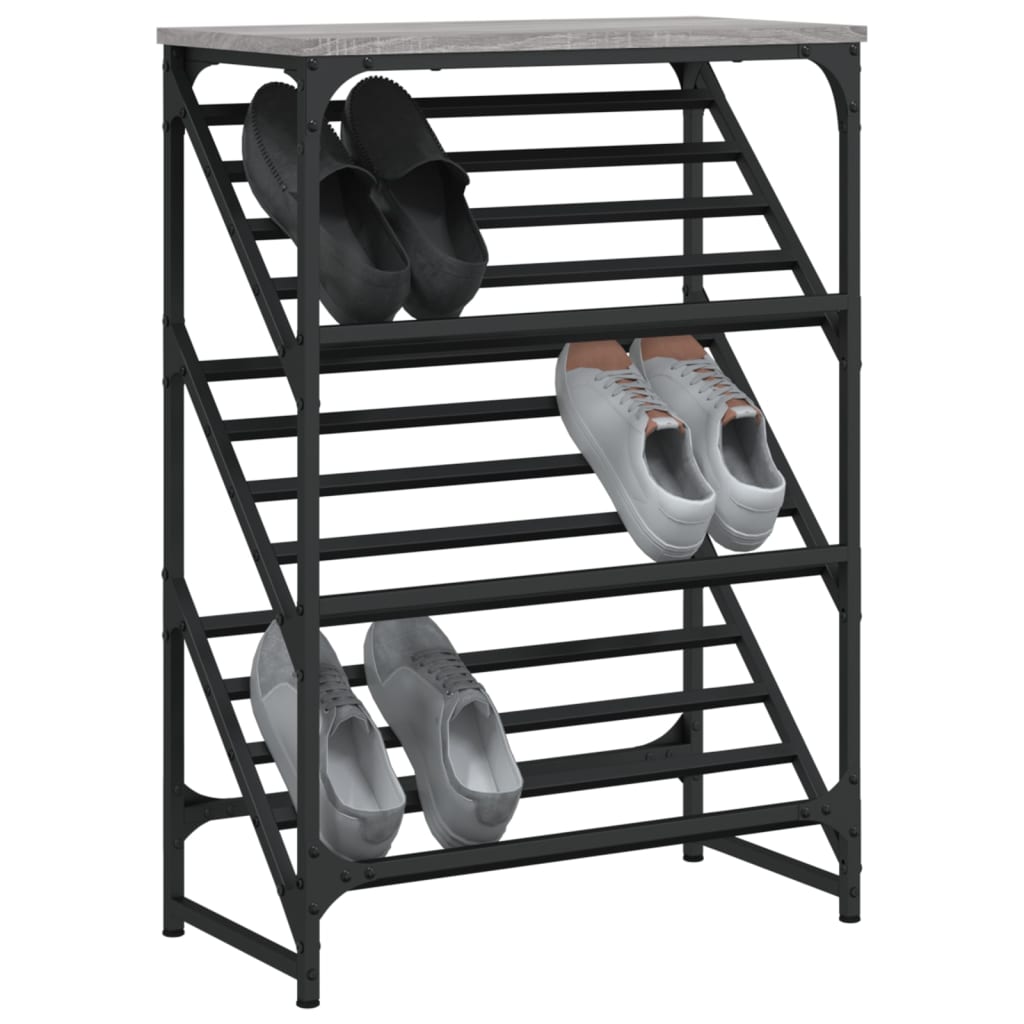 Vidaxl Shoe Rack 60x30x85 cm Forarbejdet trægrå sonoma