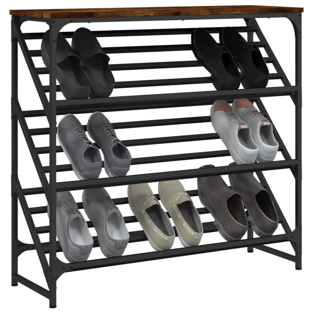 Vidaxl Shoe Rack 90x30x85 cm Forarbejdet træ røget eg Farvet