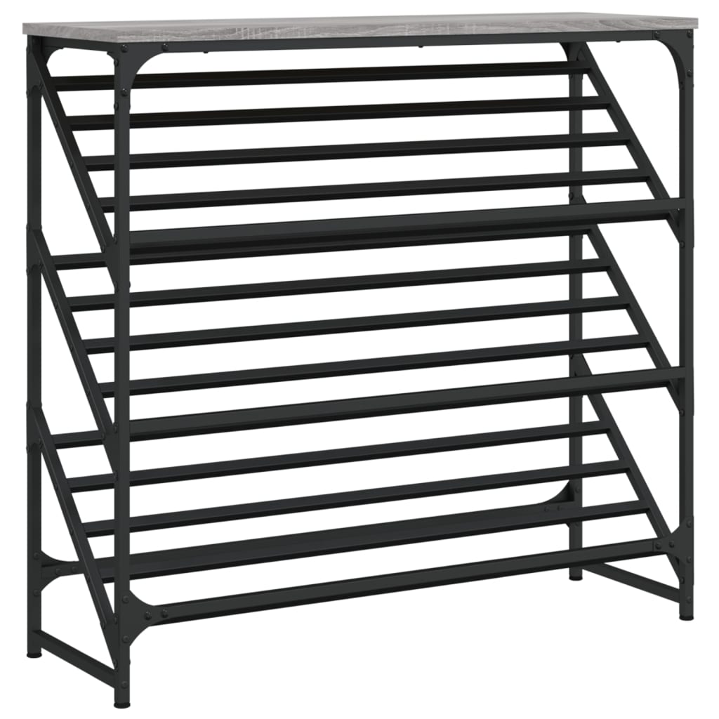 Vidaxl Shoe Rack 90x30x85 cm bearbetad trägrå sonoma