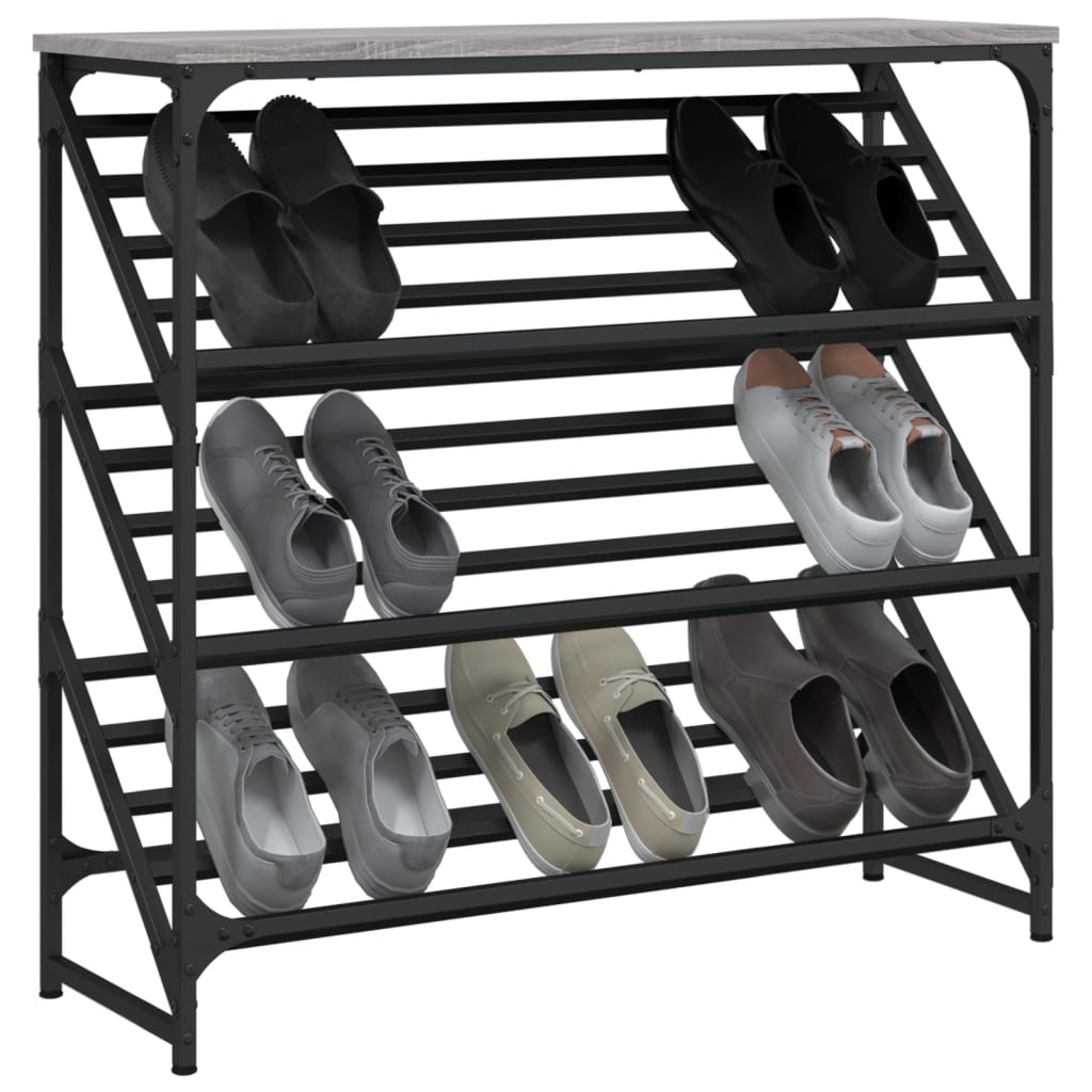 Vidaxl Shov Rack 90x30x85 cm Sonoma grigio in legno elaborato