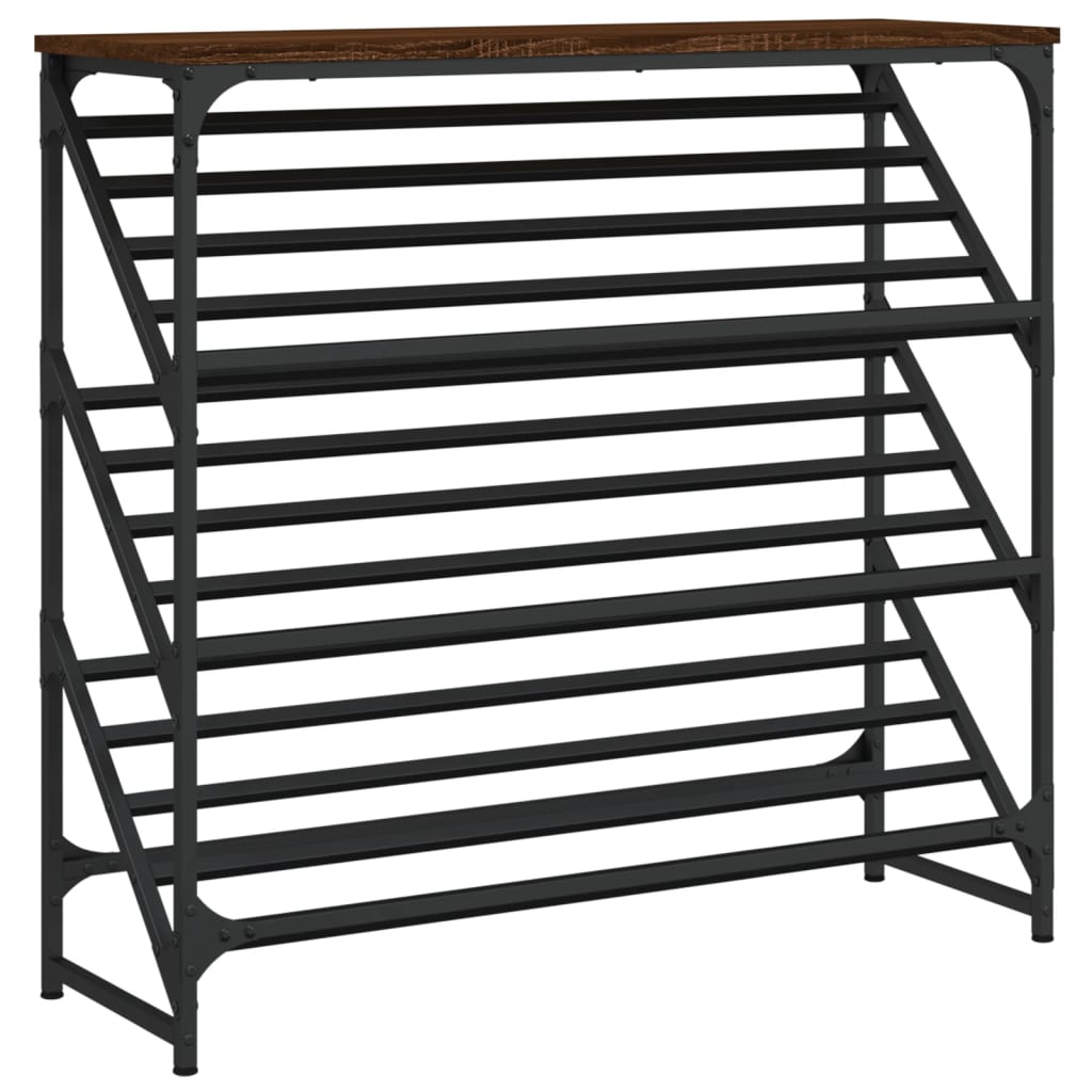 Vidaxl Shoe Rack 90x30x85 cm bearbetad träbrun ekfärg