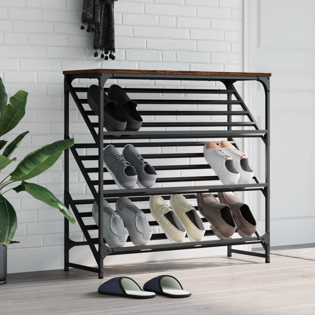 Vidaxl Shoe Rack 90x30x85 cm forarbejdet træbrun eg farve