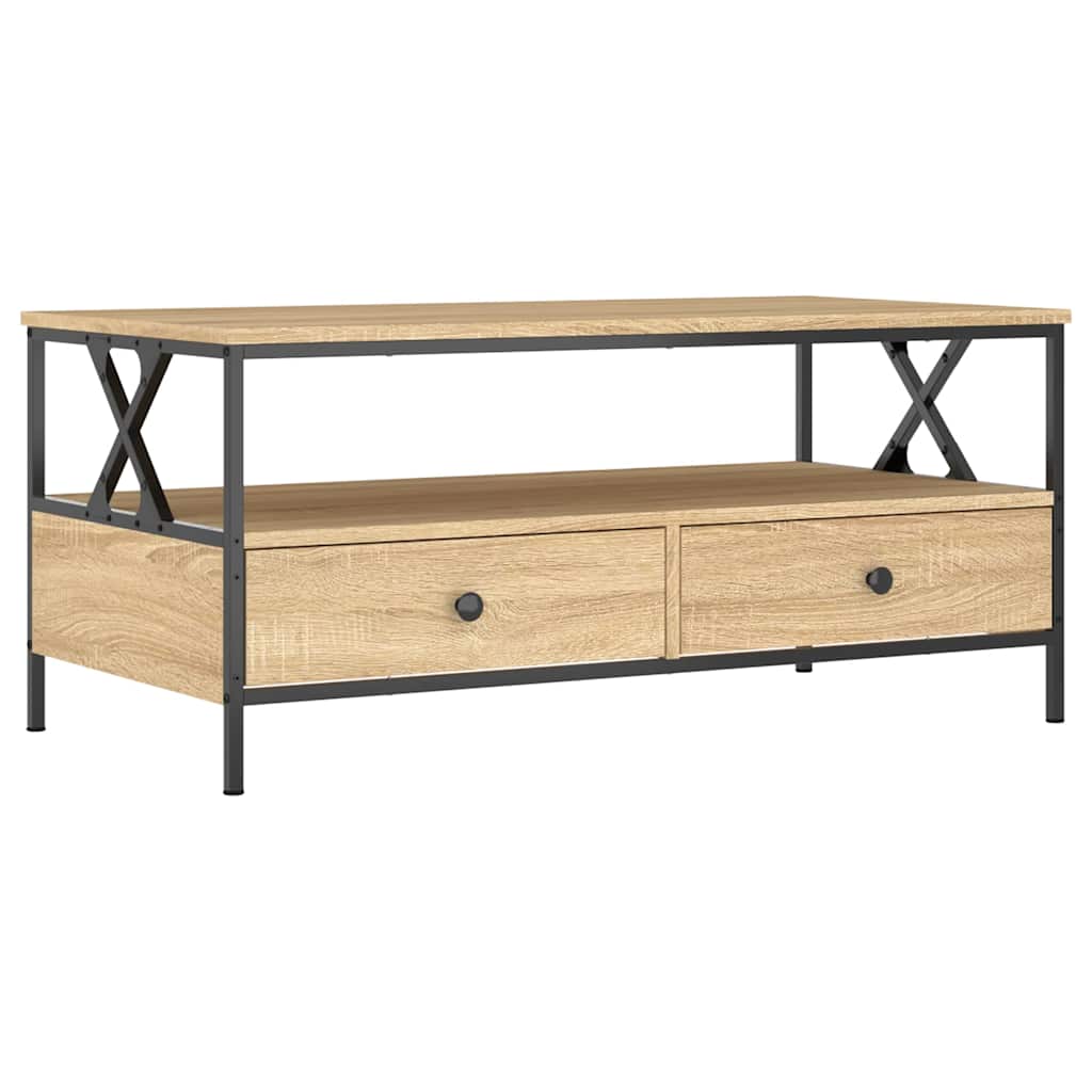 Vidaxl salontafel 100x51x45 cm bewerkt hout sonoma eikenkleurig