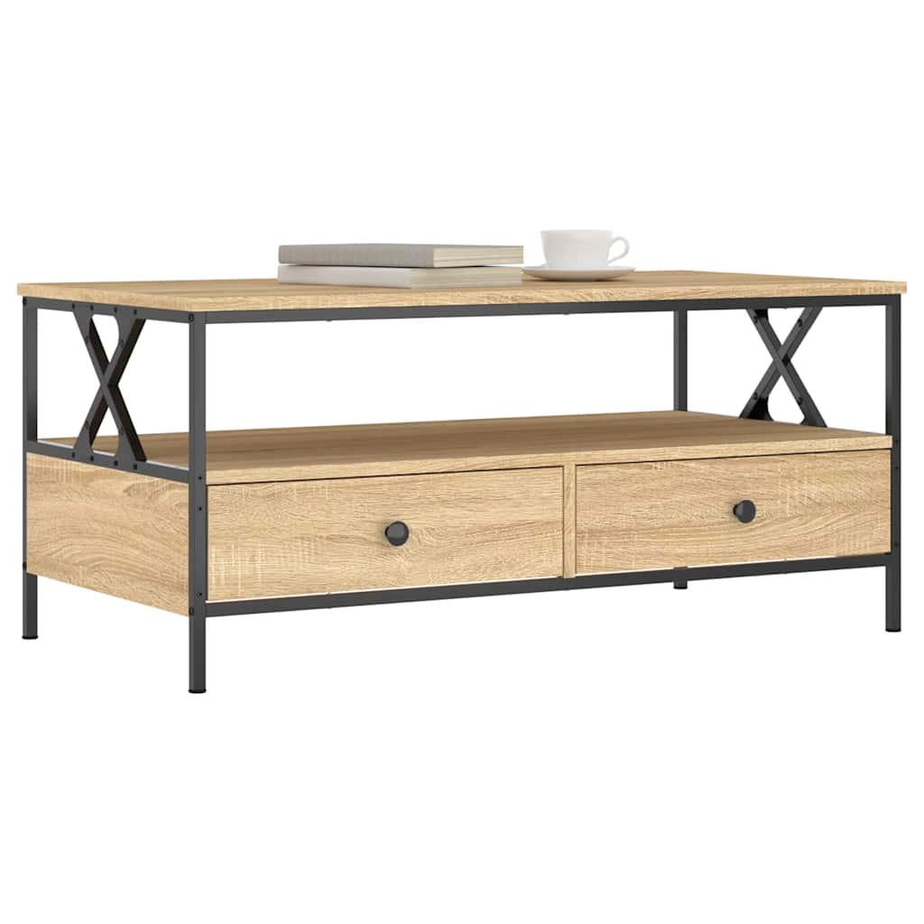 Vidaxl salontafel 100x51x45 cm bewerkt hout sonoma eikenkleurig