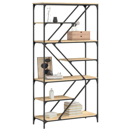 Vidaxl boekenrek 91x36x176 cm bewerkt hout en staal sonoma eikenkleur