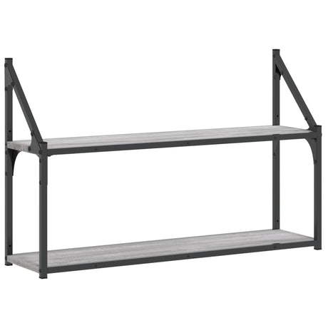 Vidaxl wandrek 2-laags 80x21x51 cm bewerkt hout grijs sonoma eiken