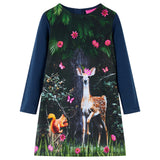Vidaxl kinderjurk met lange mouwen 116 marineblauw