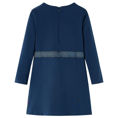 Vidaxl kinderjurk met lange mouwen 116 marineblauw
