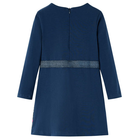 Vidaxl kinderjurk met lange mouwen 128 marineblauw