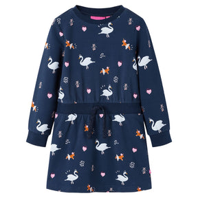 Vidaxl kinderjurk met lange mouwen 104 marineblauw
