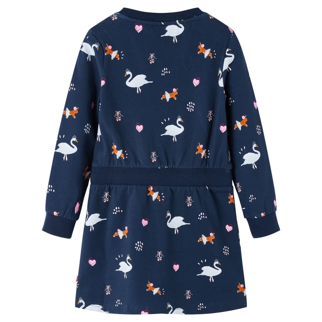 Abito per bambini Vidaxl con maniche lunghe 104 blu navy