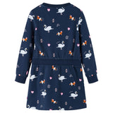 Vidaxl kinderjurk met lange mouwen 128 marineblauw