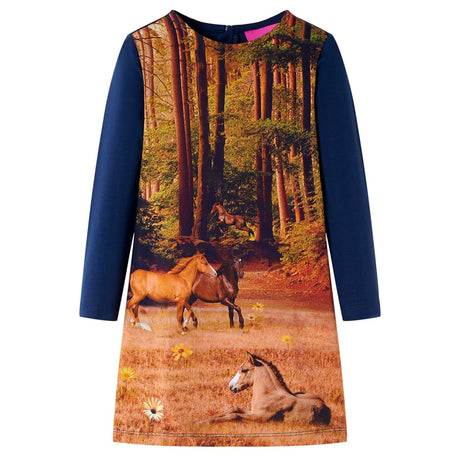 Vidaxl kinderjurk met lange mouwen 104 marineblauw