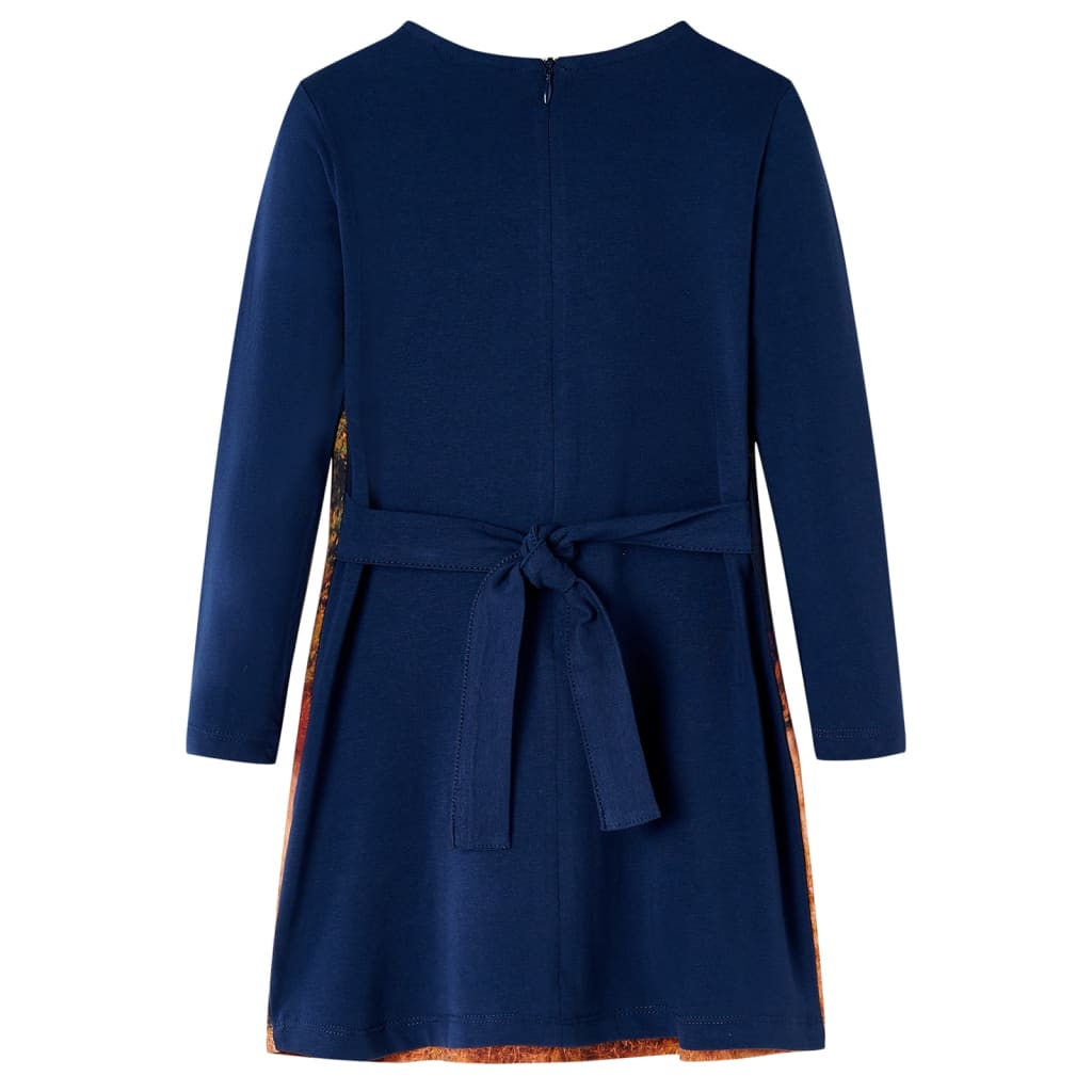 Abito per bambini Vidaxl con maniche lunghe 128 blu navy