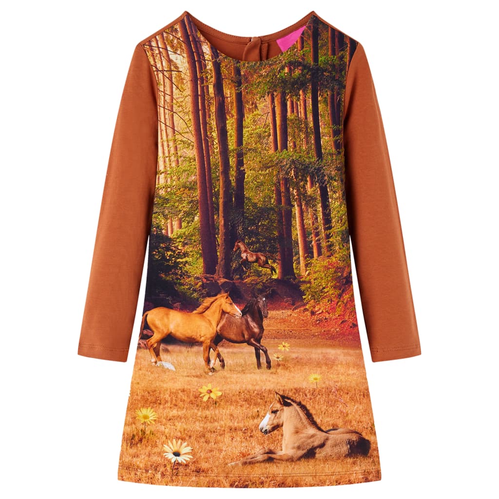 Vidaxl Children's dress with long sleeves 92 cognac colored