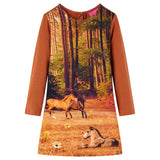 VidaXL children's dress with long sleeves 104 cognac colored