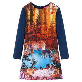 Vidaxl kinderjurk met lange mouwen 116 marineblauw