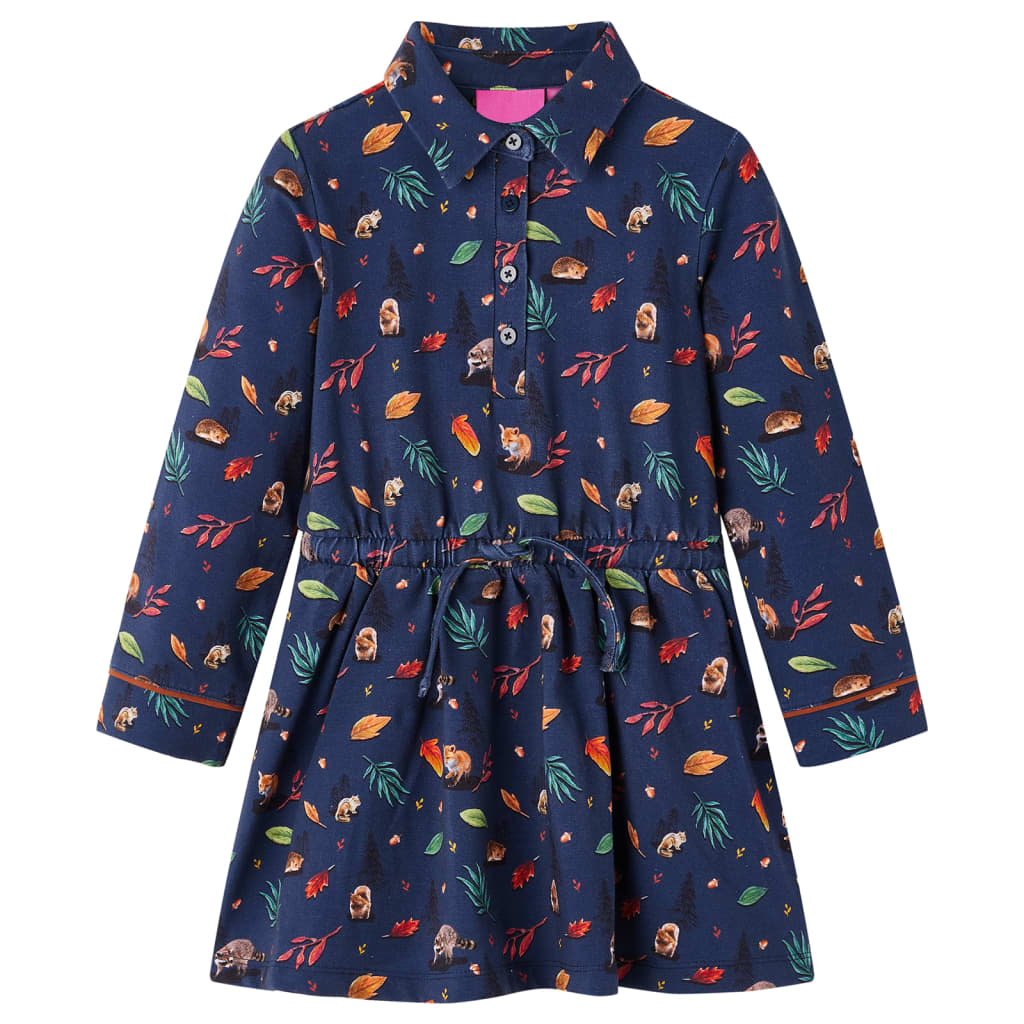 Vidaxl Robe pour enfants à manches longues 92 bleu marine