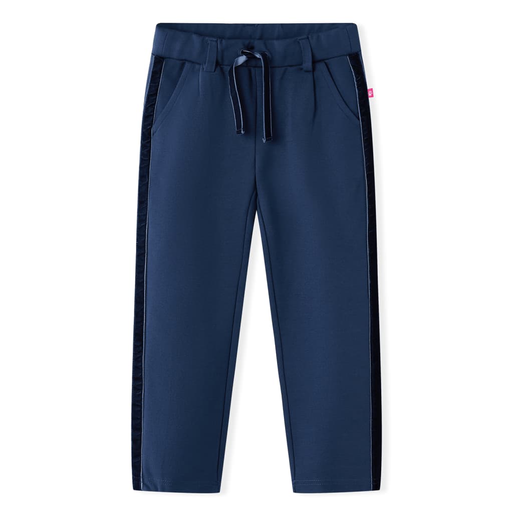 Vidaxl Children's pants with black piping 128 navy blue