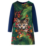Vidaxl kinderjurk met lange mouwen 104 marineblauw