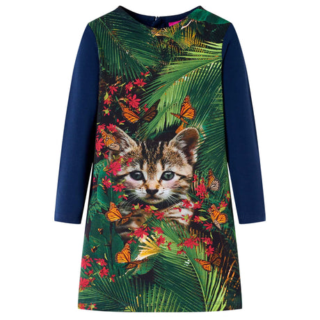 Vidaxl kinderjurk met lange mouwen 104 marineblauw
