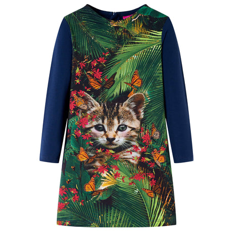 Vidaxl kinderjurk met lange mouwen 116 marineblauw
