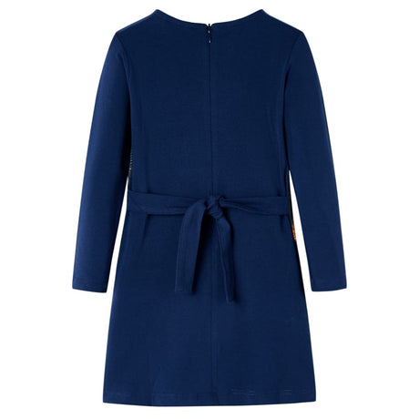 Vidaxl kinderjurk met lange mouwen 116 marineblauw