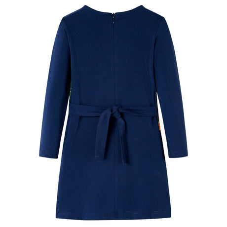 Vidaxl kinderjurk met lange mouwen 128 marineblauw