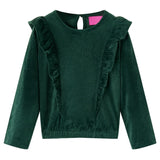 Vidaxl Blusa para niños con volantes 140 Dark Green