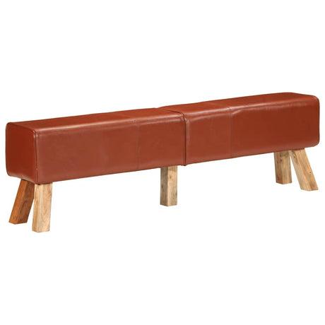 Vidaxl gymbok 160 cm echt leer bruin
