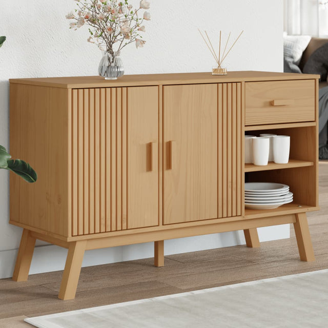 Vidaxl dressoir olden 114x43x73,5 cm massief grenenhout bruin