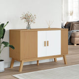 Vidaxl dressoir olden 114x43x73,5 cm massief grenenhout wit en bruin