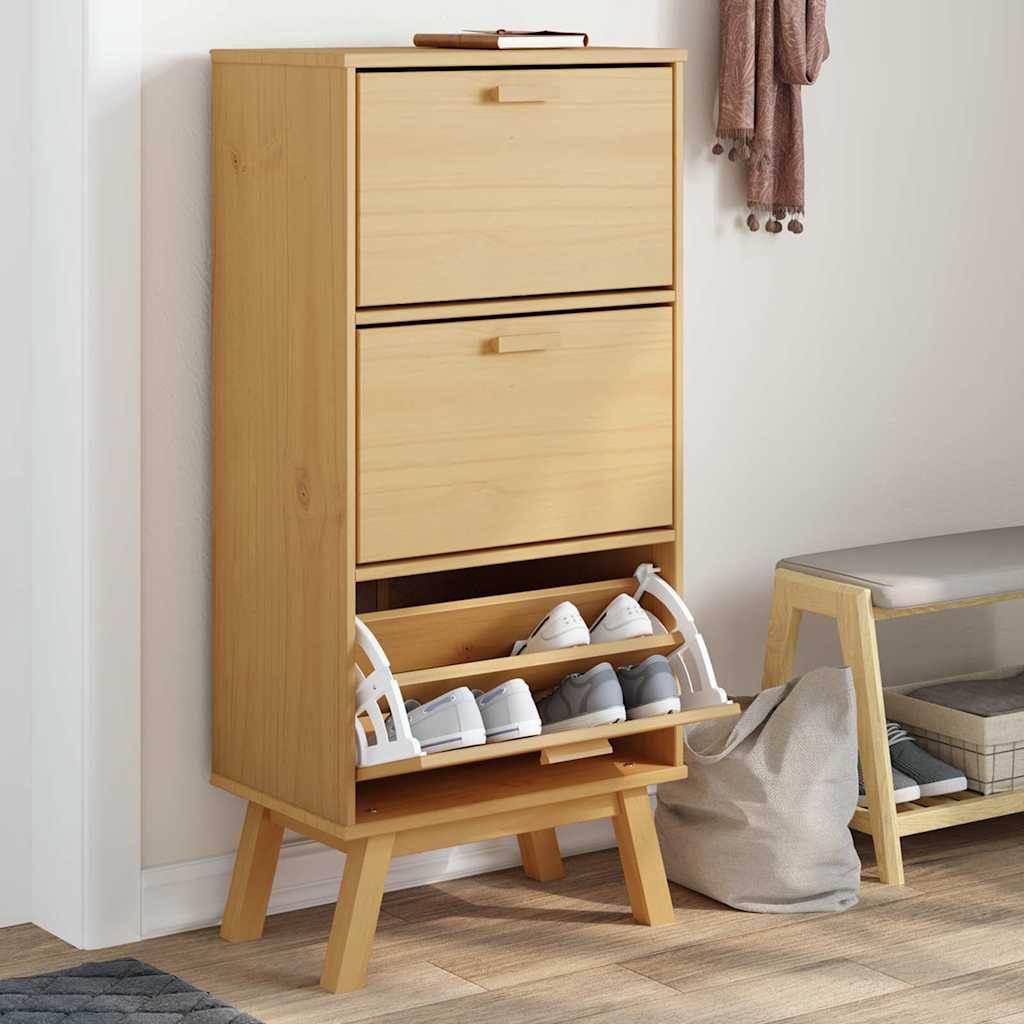 Vidaxl Shoe cabinet Olden 55x35x120 cm pine wood brown