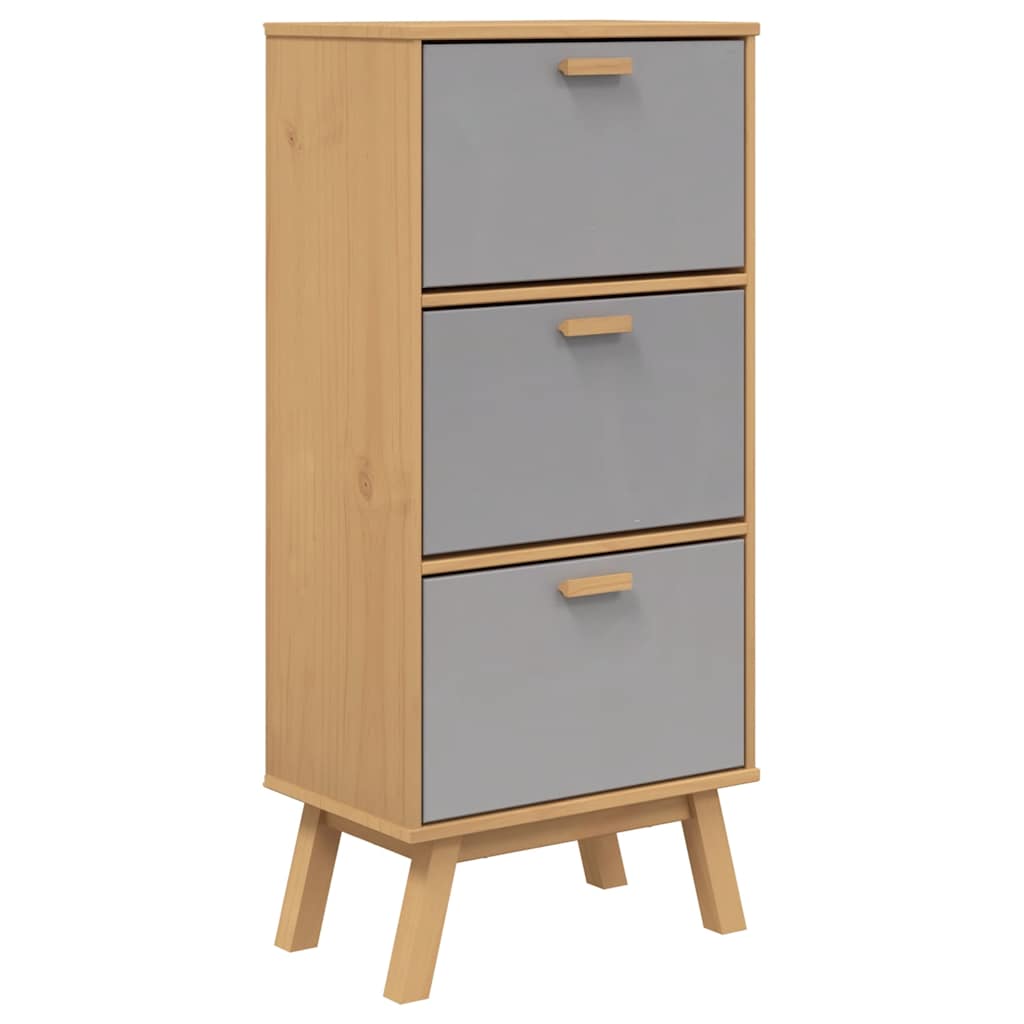 Vidaxl Cabinet da scarpe Olden 55x35x120 cm in legno di pino grigio e marrone