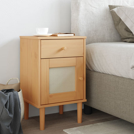 Vidaxl nachtkastje senja rattan-look 40x35x65 cm grenenhout bruin