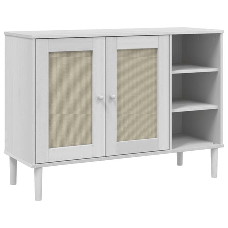 Vidaxl dressoir senja 112x40x80 cm rattan look massief grenenhout wit