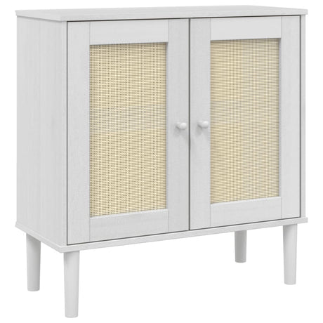 Vidaxl dressoir senja 80x35x80 cm rattan look massief grenenhout wit