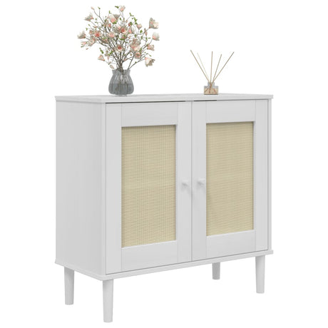 Vidaxl dressoir senja 80x35x80 cm rattan look massief grenenhout wit