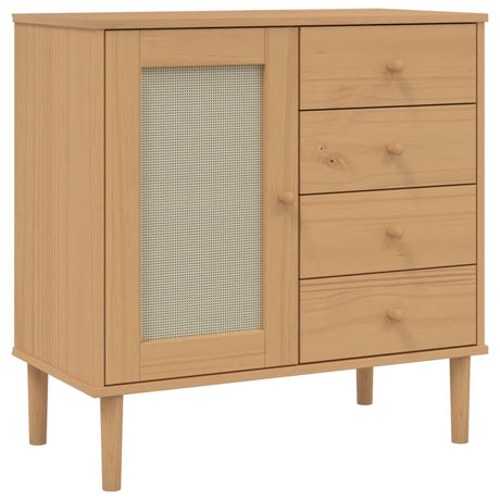 Vidaxl dressoir senja 80x40x80 cm rattan look massief grenenhout bruin