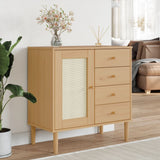 Vidaxl dressoir senja 80x40x80 cm rattan look massief grenenhout bruin