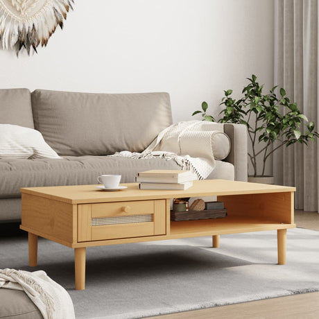 Vidaxl salontafel senja 100x55x33 cm rattan-look massief hout bruin